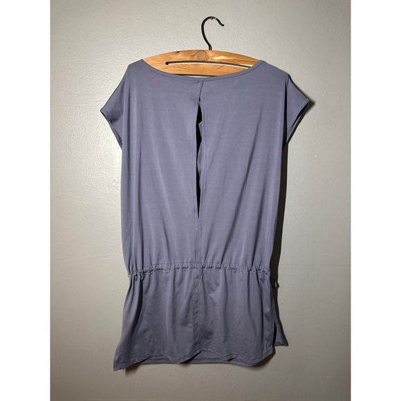 GapBodyFit Womens Blouse Cinched Waist Keyhole Back Cowl Neck Gray Size Medium - Picture 2 of 4